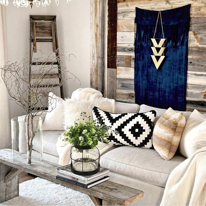Black Glass Farmhouse Vase Rustic Lantern Decor - Image 7