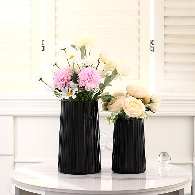 Ribbed Flower Vases Set of 2, Flower Vase - Image 4