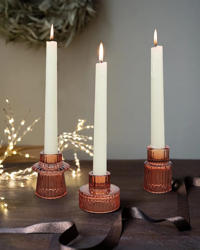 Vixdonos Glass Candlestick Holders Tealight Candle Holders - Image 6