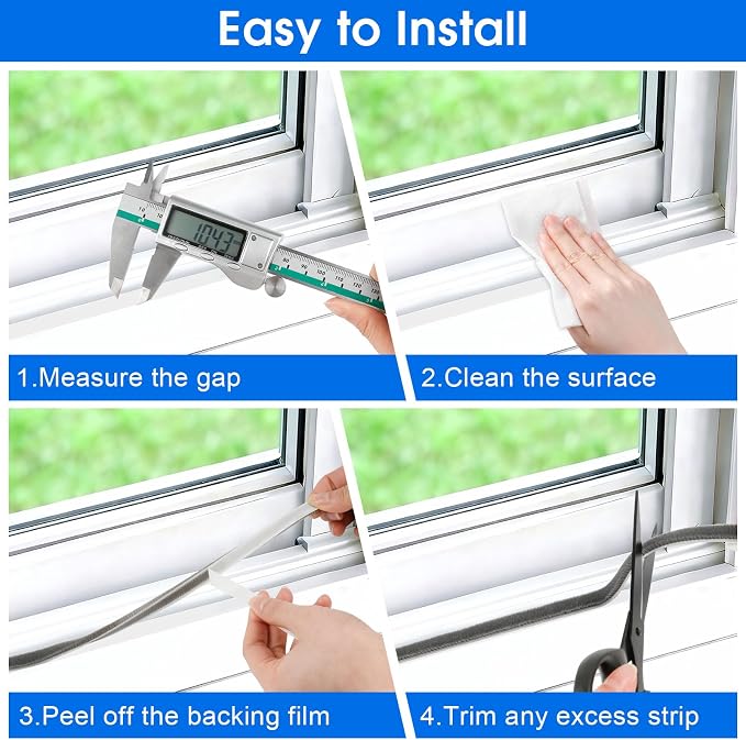 66 Ft Weather Stripping Door Seal, Self-Adhesive Door Insulation Strip | - Image 4