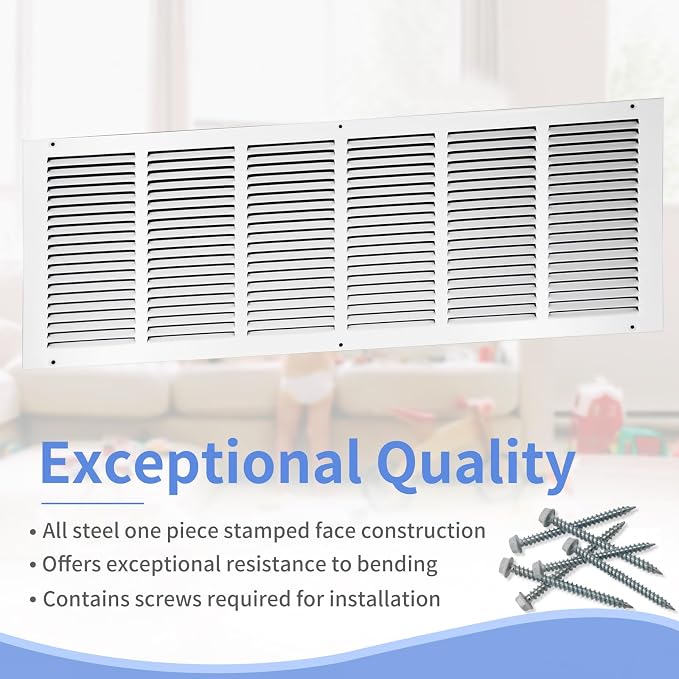 Howeall 30"W x 10"H Steel Return Air Grille, Air Return Vent Cover - Image 2