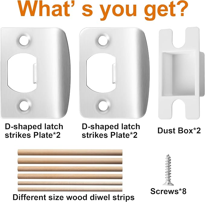 4 Pack Door Latch Strike Plate, Standard Door Lock Strike Plate Repair Kits | - Image 2