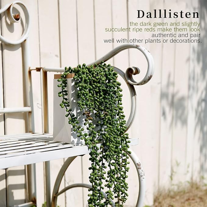 6 Pcs Artificial Succulents Hanging Plants, Fake String of Pearls Greenery - Image 6