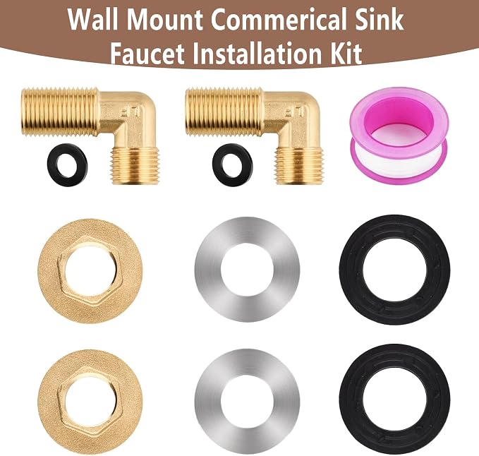 Wall Mount Commercial Faucet Installation kit, Lead-Free 90 dergee backsplash - Image 4