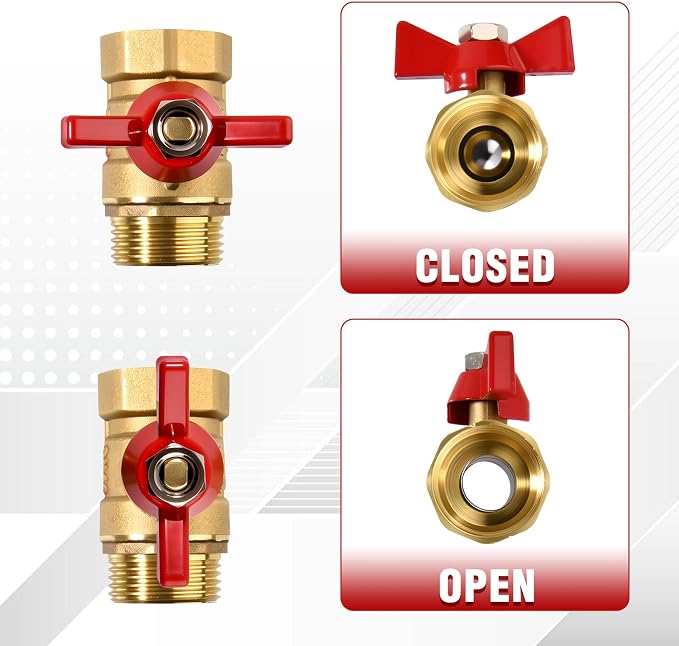 2PCS Full Flow Brass Garden Hose Shut Off Valve, G3/4" Male x Female Thread No - Image 3