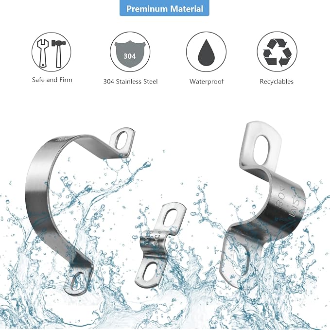 18mm Heavy Duty 2 Hole U-Tube Strap Clamp, Stainless Steel-304 | 10Pcs - Image 3