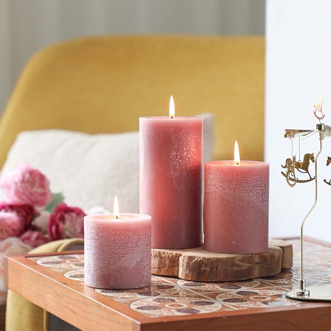 3x6 Inch Brown Pillar Candles Set of 3 - Image 6