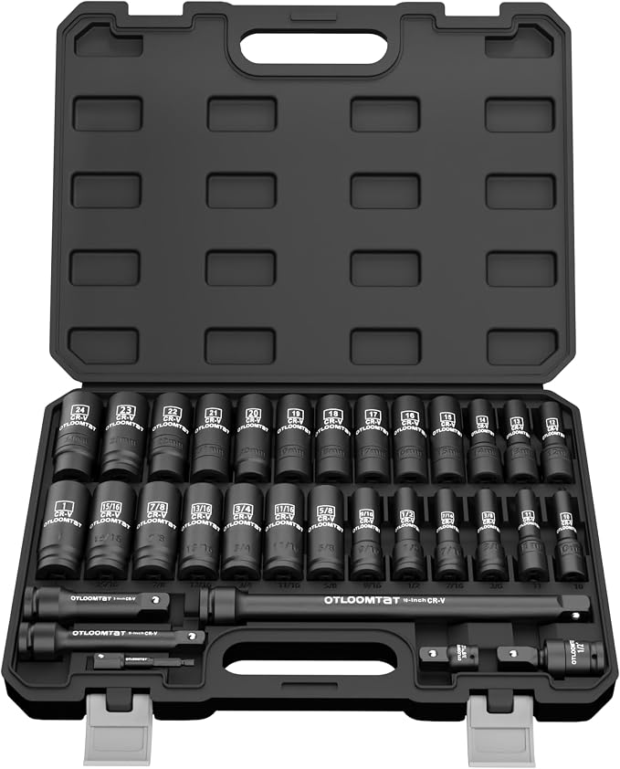 OTLOOMTBT 32PCS Impact Socket Set 1/2" Drive Metric & SAE Deep Sockets | Heavy by OTLOOMTBT