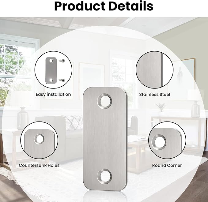 1" x 2-1/4" Door Hole Cover Plate, Stainless Steel Door Strike Filler Plate | - Image 6