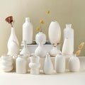 Set of 16 White Ceramic Bud Vases, Minimalist Boho Small Pampas Grass Flower by Parlamain