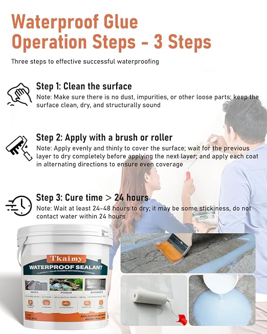 Tkaimy Waterproof Sealant 175oz, Leak Repair, Indoor and Outdoor Use | - Image 5