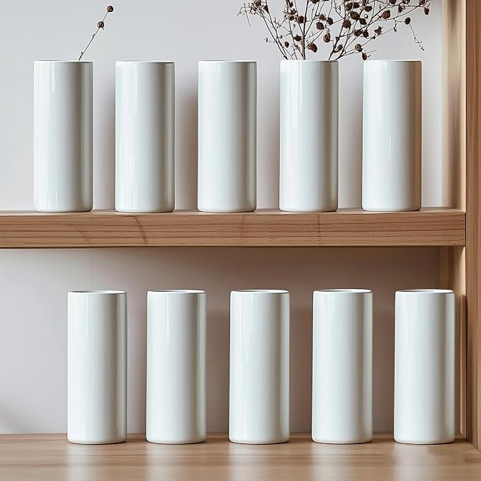 Modern White Ceramic Vase Set of 20 - Image 7