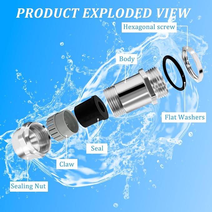 PROCET M22 long style Stainless Steel Waterproof Cable Gland-Waterproof Nylon - Image 3