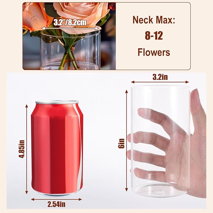 UPBUD 6 Inch Glass Cylinder Vases - Image 2