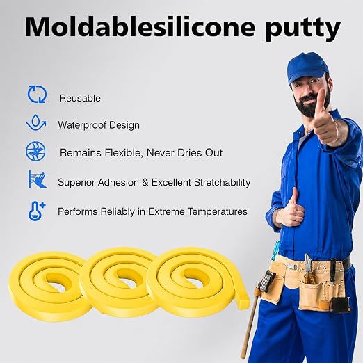 3-Pack Silicone Putty, Non-Hardening Waterproof Sealant, 8.8 oz Total | - Image 3