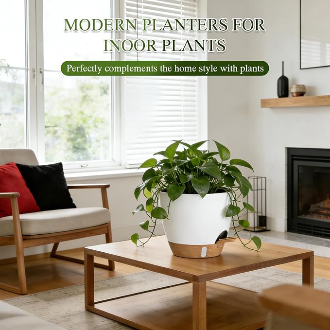 Self Watering Pots with Drainage Holes, 2 Pack 10 Inch Plant Pots with Water - Image 7