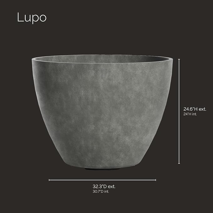 Lupo Tapered Indoor/Outdoor Planter, 32x24in Grey Stone - Image 2