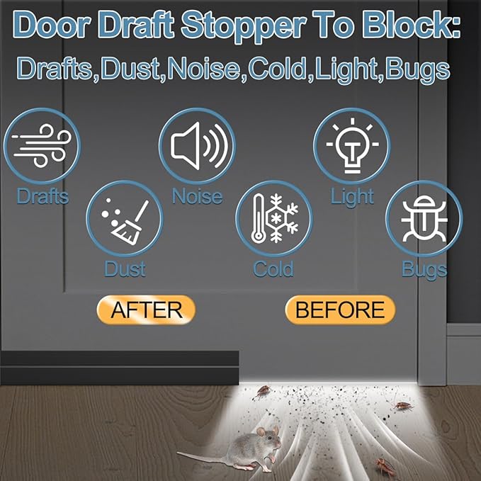 5 Pack Door Draft Stopper, Door Sweep - Image 2