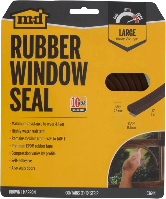 MD Building Premium Rubber Window Seal, Large Gaps, 10ft | Self-Adhesive Backing - Image 6