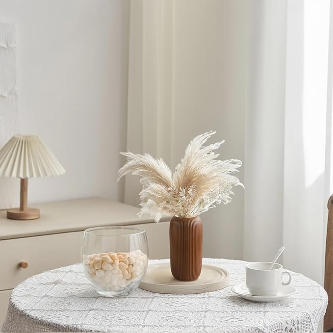 Ceramic Vase for Flowers – Modern Small Ribbed Textured Flower Vase for Home - Image 6