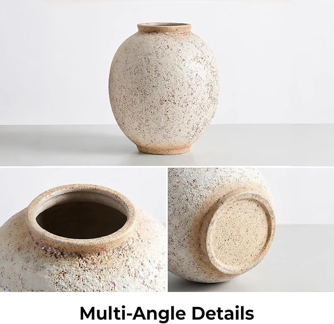 Large Round Ceramic Vase, 9.8“ H, Round & Tall, Indoor Table Living Room Decor - Image 8