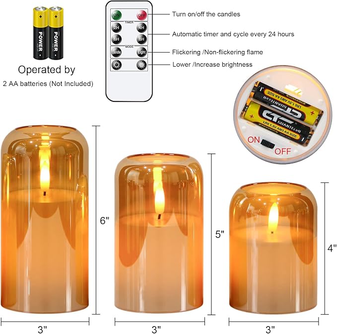 GenSwin Gold Glass LED Flameless Candles - Image 7