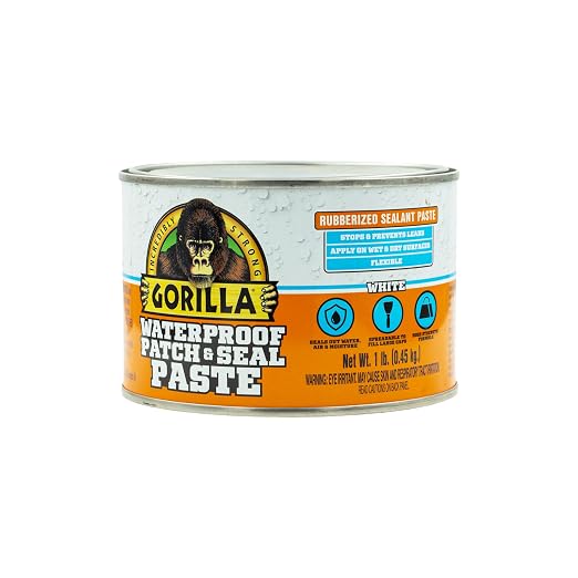 Gorilla Waterproof Patch & Seal Rubberized Sealant Paste, 1lb Can | Fills Large by Gorilla