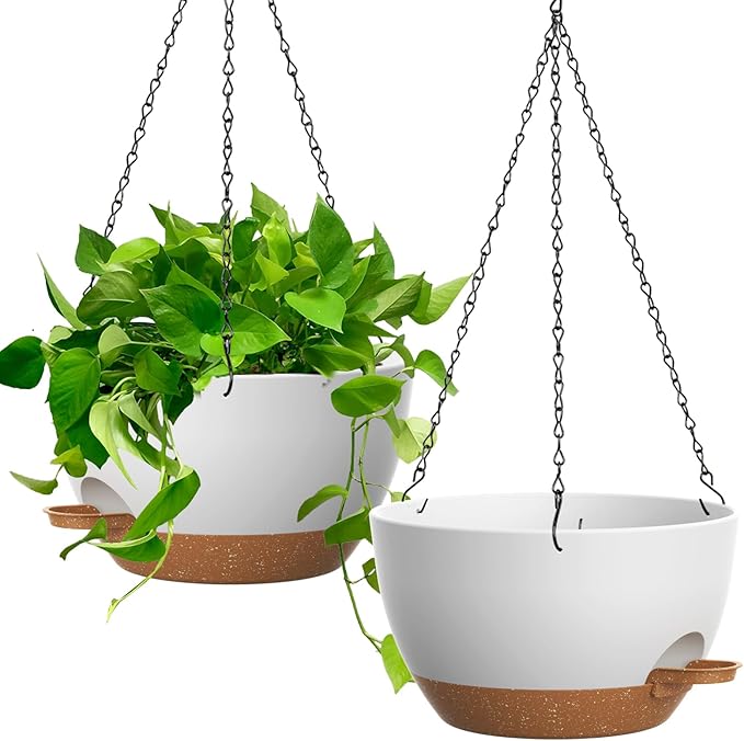 UOUZ 13 Inch 2 Pack Large Self Watering Hanging Planters by UOUZ