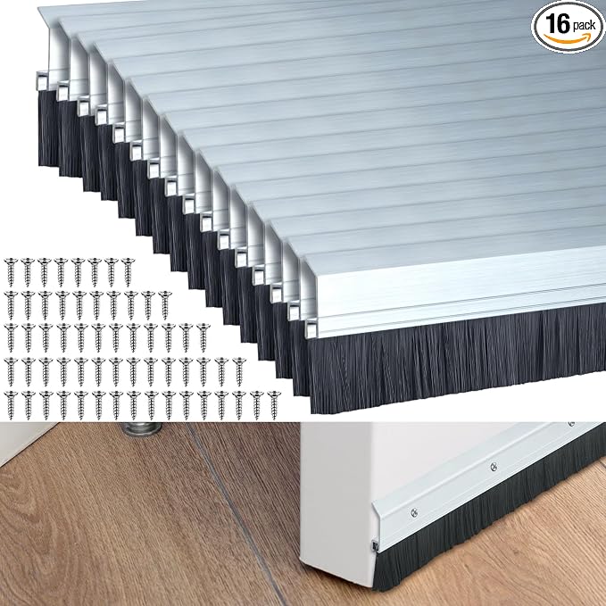 Hushee Brush Door Sweep for Exterior, Aluminum Commercial Door Sweep Bottom by Hushee