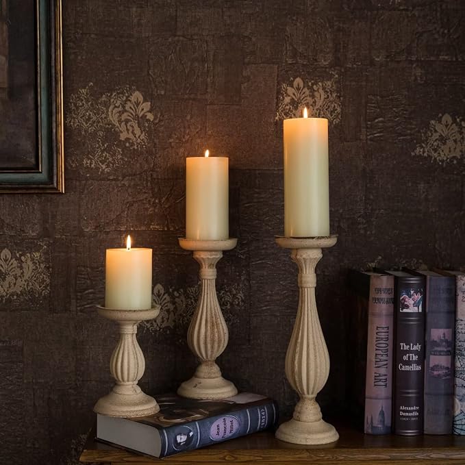 MOZEAL 3" x 8" Hand-Poured Unscented Large Candle, Smokeless Rustic Pillar - Image 6