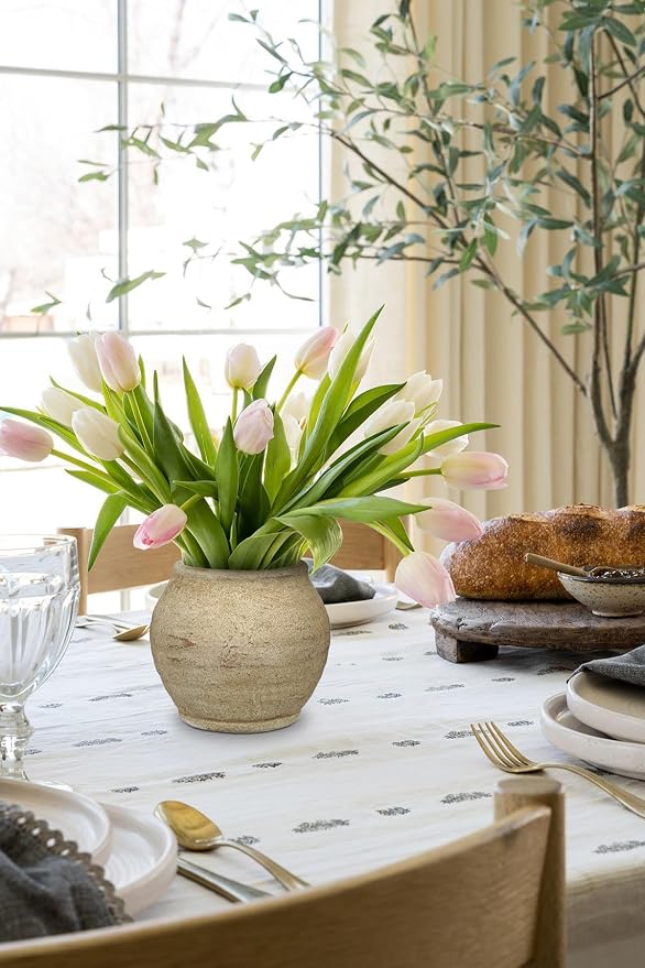 Briful Rustic Ceramic Decorative Vase, Farmhouse Textured Tabletop Vase | Wabi - Image 6