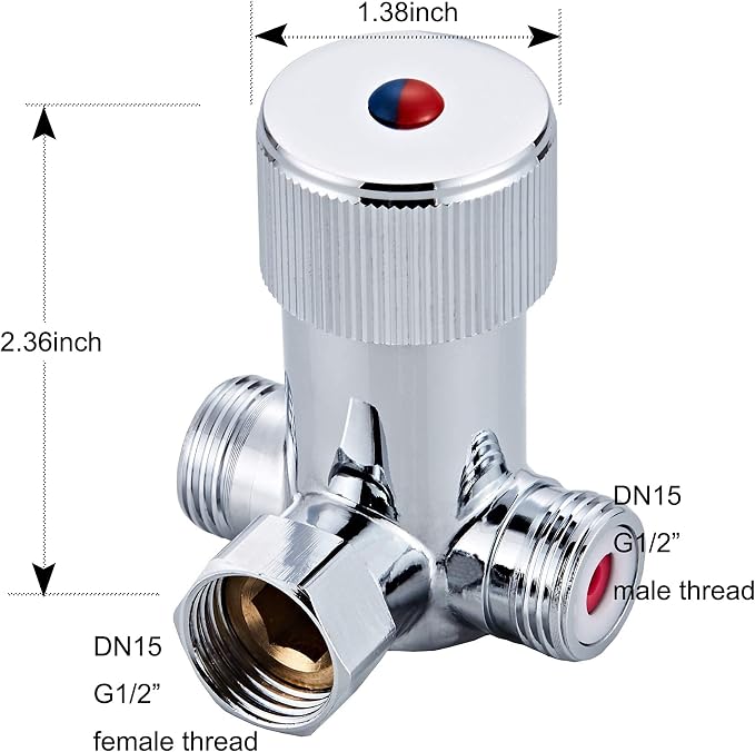 Brass Cold and Hot Water Mixing Valve | Chrome, - Image 6