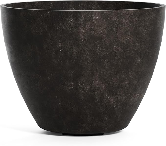 Lupo Tapered Indoor/Outdoor Planter, 32x24in Brown Stone by Cosapots