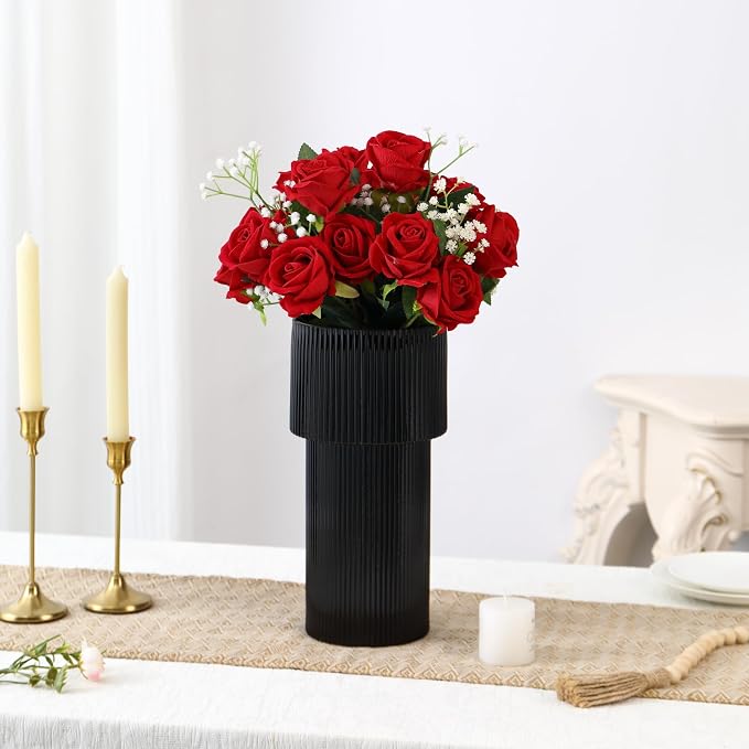 Black Glass Vase, 12 Inches Tall Vase - Image 4