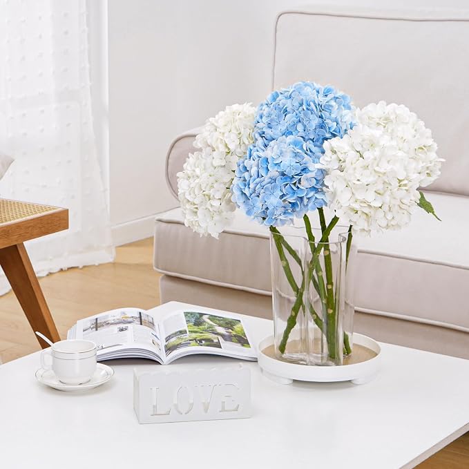 21" Real Touch White Hydrangea Artificial Flowers - Image 5