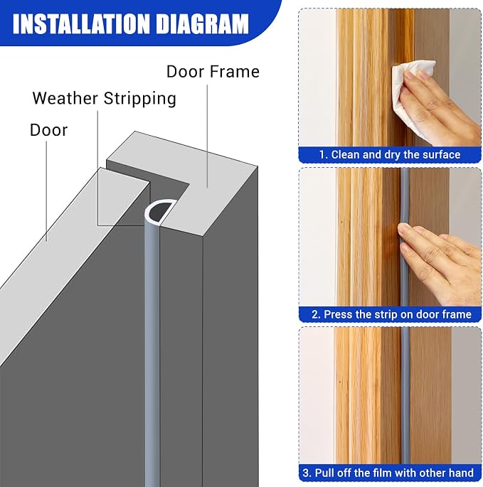 Weather Stripping Door Seal, Self Adhesive Silicone D Shaped Weather Strip - Image 4