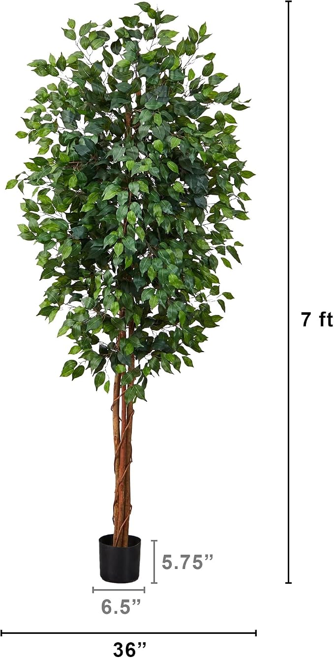 Nearly Natural 7 ft Artificial Ficus Tree - Image 7
