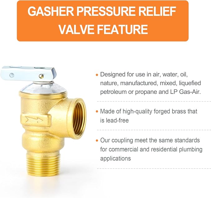 GASHER 1PCS Brass Temperature Pressure Relief Valve - Image 4