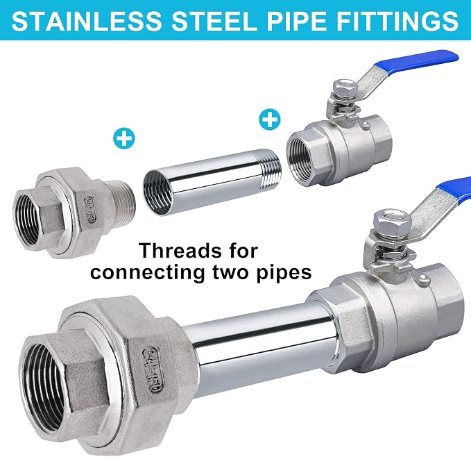 2PCS Cast Pipe Fittings Union, 3/4" NPT Male x 3/4" NPT Female 304 Stainless - Image 6
