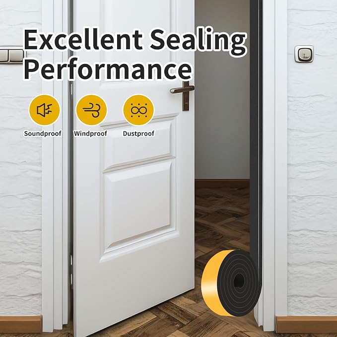 Door Seal Strip, High Density CR Insulation Tape, 2 in x 3/8 in x 6.5Ft | - Image 7