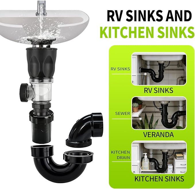 Lesso 1-1/2 Inch DWV ABS Undersink P Trap - Image 6