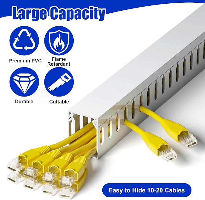 1.6"H x 1.2"W Cable Raceway, 6ft Under Desk Wire Management Channel, 2 Pack - Image 3