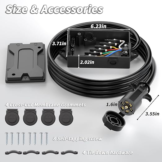 PlugSaf 8FT 7 Way Trailer Wiring Harness Kit - Image 6