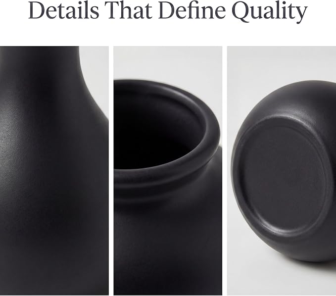 Black Bud Vases, Small Ceramic Vase Set of 11, Mini Pottery Vases - Image 9
