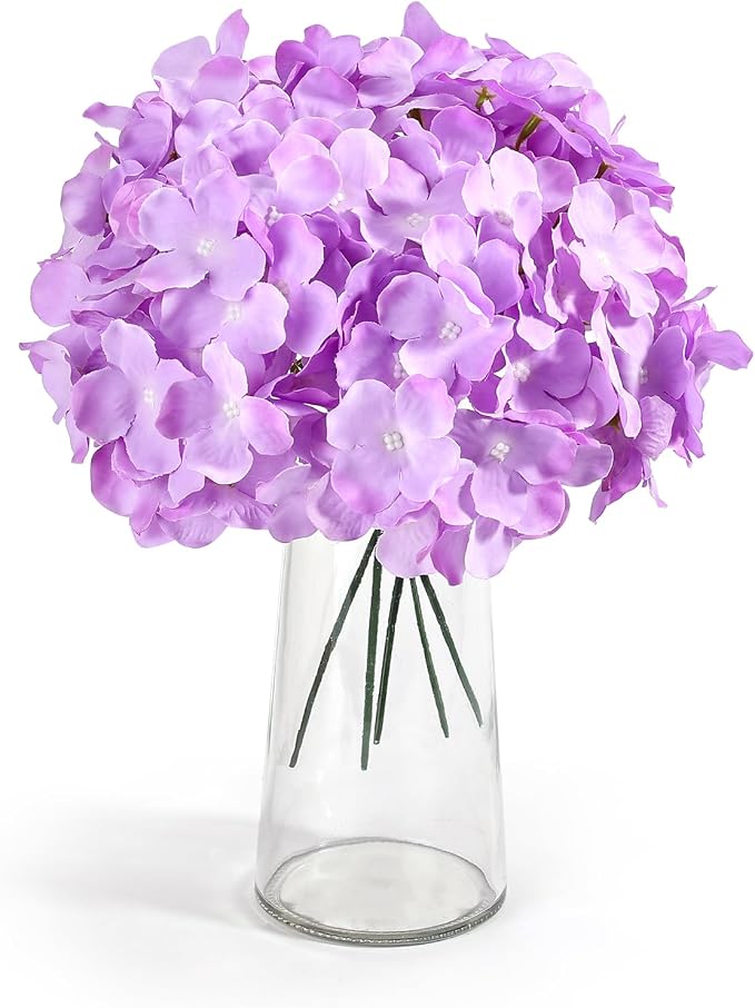 Auihiay 204Pcs Purple Hydrangea Artificial Flowers Bulk | Silk Artificial - Image 2