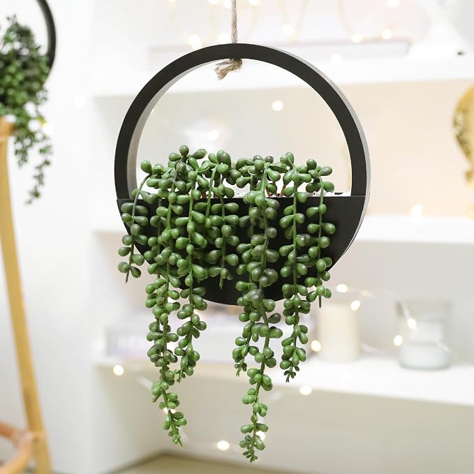 2pcs Artificial Succulents Hanging Plants 20.1'' Fake String of Pearls in Pot - Image 4