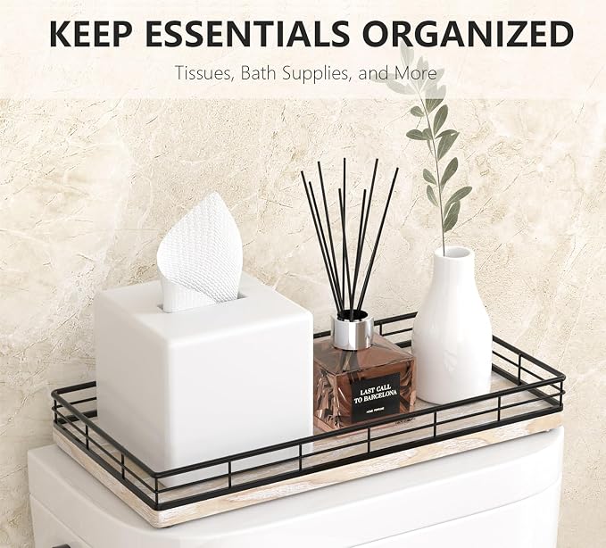 Toilet Paper Basket Organizer, Ash Wood Toilet Tank Tray - Image 3