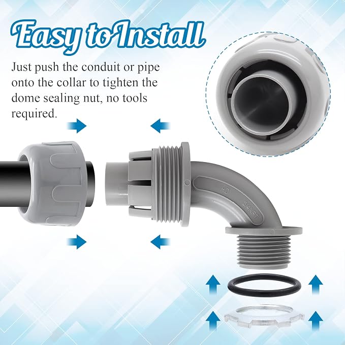 2Pcs 1 Inch NPT Liquid Tight Connector | Nonmetallic, 90 Degree, Electrical - Image 5