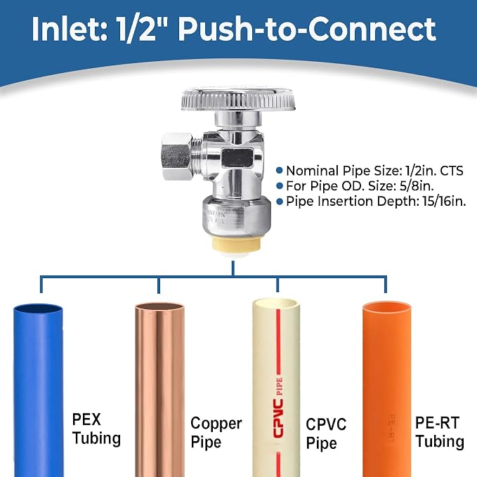 TTFLEX Angle Stop Valve 1/2" Push x 3/8" Comp - Image 4
