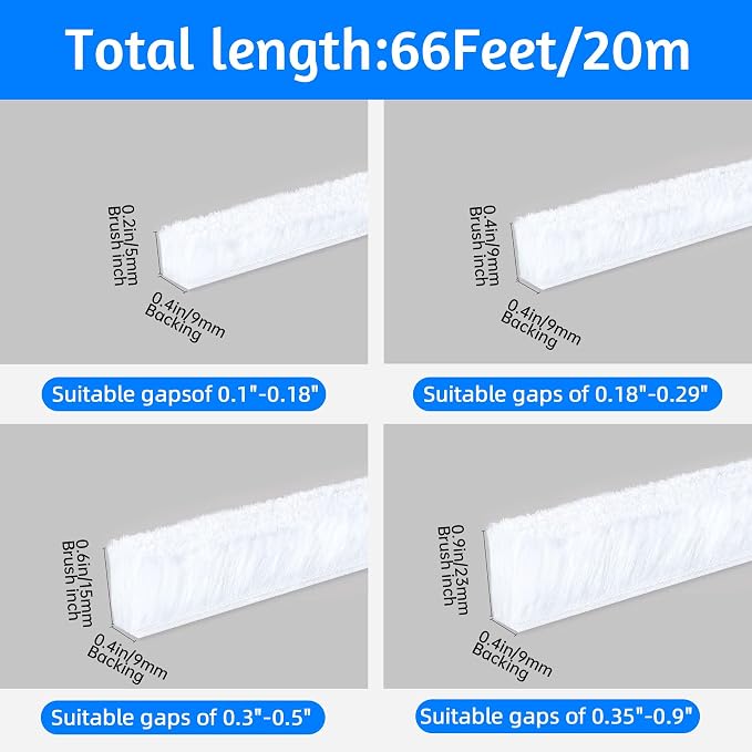 Weather Stripping Door Window Seal Strip 66 Ft, Selfadhesive Strong Adhesion - Image 2